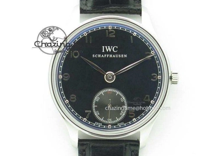 MIROTIME 0121 Portuguese IW545407 Black Dial ZF 1:1 Best Edition On Dark Blue Leather Strap DailyWear 7337